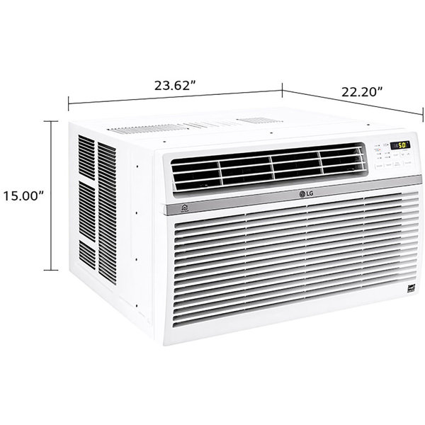 1.5 ton window ac size in feet