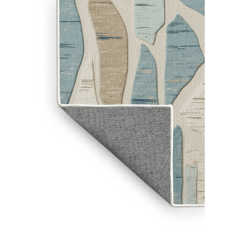  Washable Coastal Fragments Coastal Area Rug, Carré 4 pi