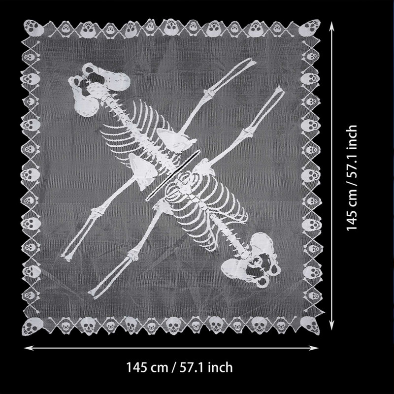Poncho squelette en dentelle blanche d'Halloween