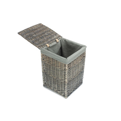 Wicker Square Laundry Basket with Sage Lining