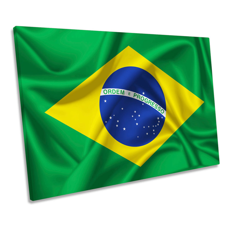 X1780 Brazil Flag - Wrapped Canvas Print, 81.3cm H x 121.9cm W x 4cm D