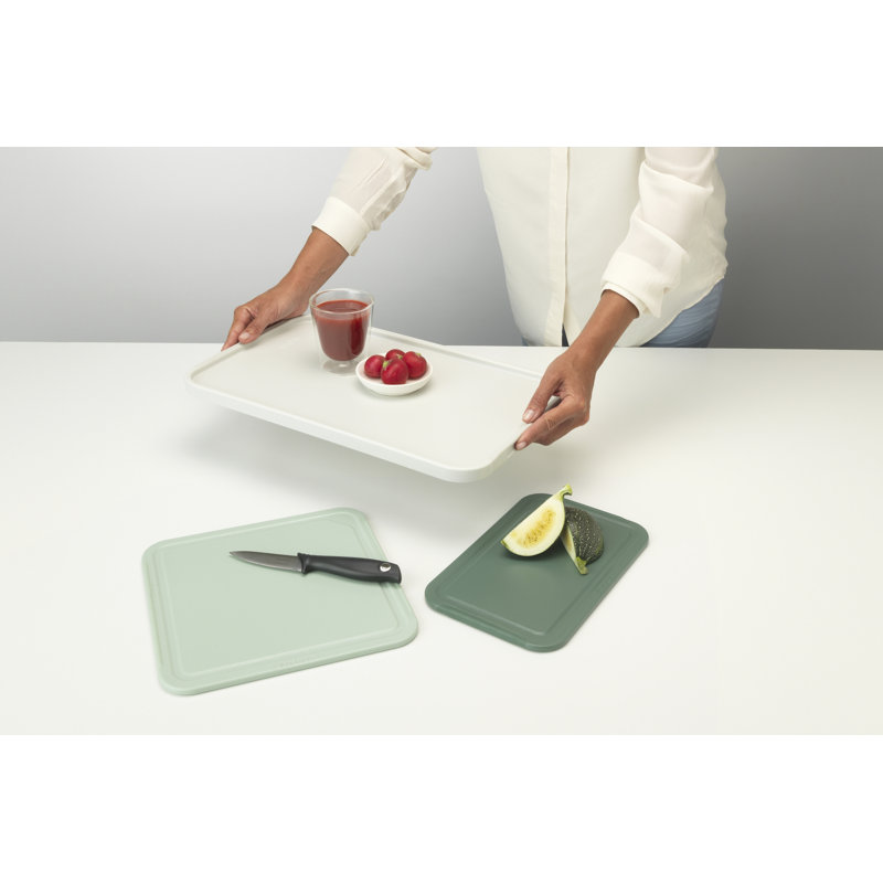 Green and Light Green Plastic Rectangular Cutting Board Set