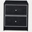 Armoire de chevet 2 tiroirs noire et argentée
