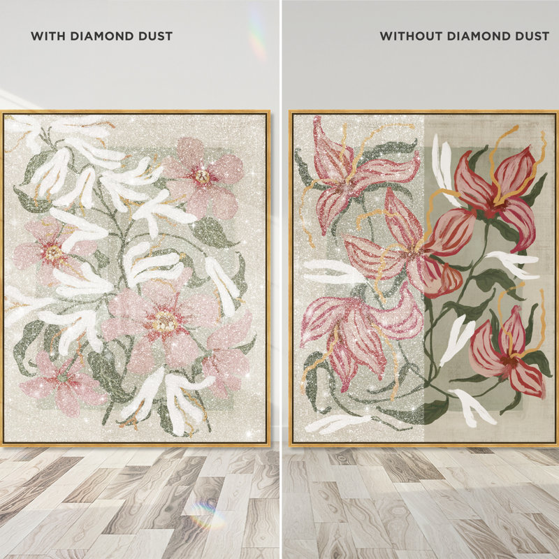 Lilies Flower Set Floral & Botanical Canvas Print by Oliver Gal, Black Frame, 16 x 20, 21"H x 25"W, Gold Floater Frame