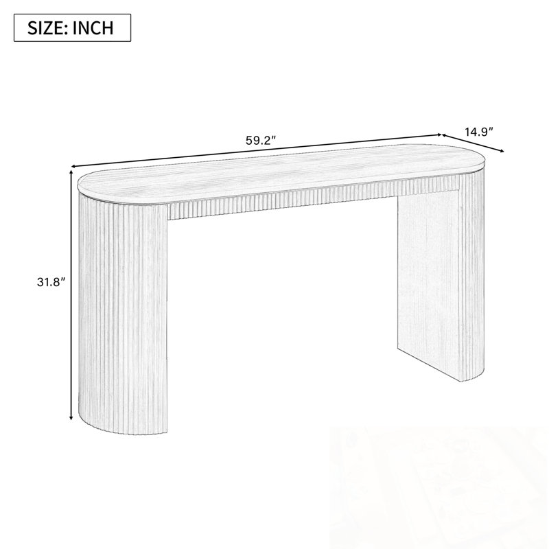 Console rectangulaire à rayures verticales uniques, Noir