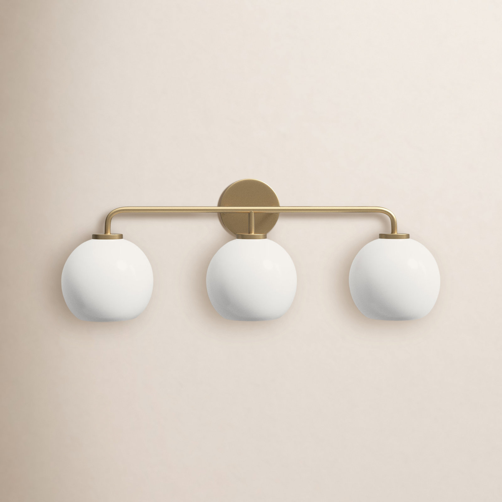 Childerley 3-Light Dimmable Vanity Light, Satin Brass, White