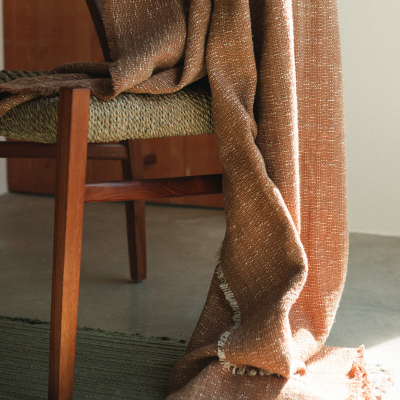 Hand Loomed Throw Blanket, Ochre