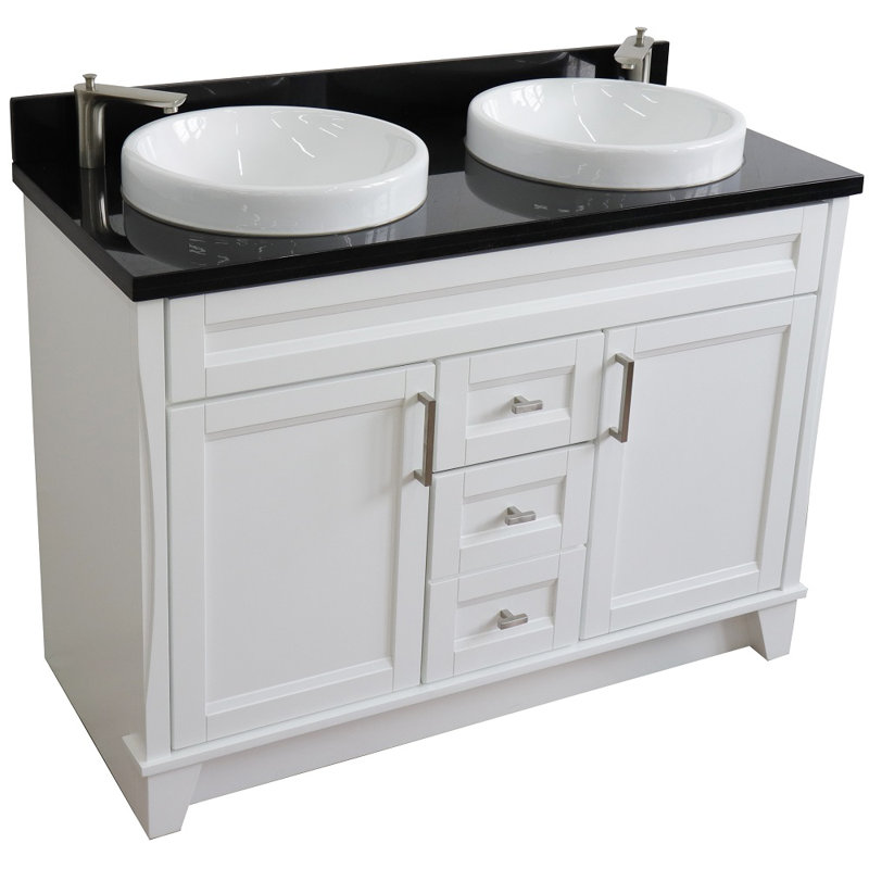 49'' Double Bathroom Vanity with Granite Top, Black Galaxy