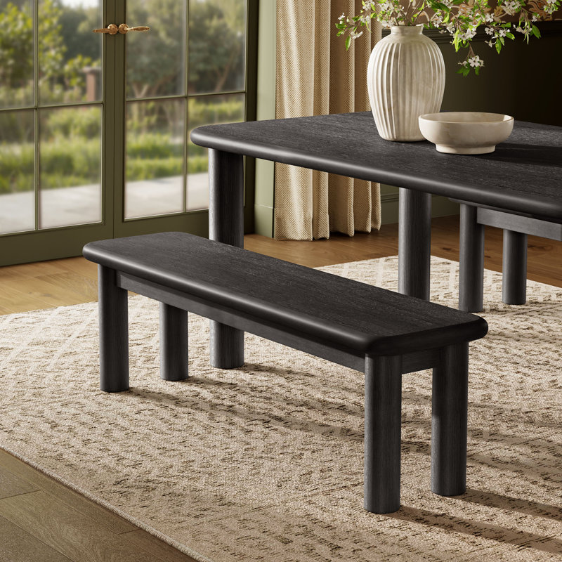 Banc en bois noir 58 po Alvia, Noir, Noir