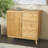 Cole And Grey Wooden Ribbed 1 Door And 3 Drawers Room Cabinet With Gold Metal Handles