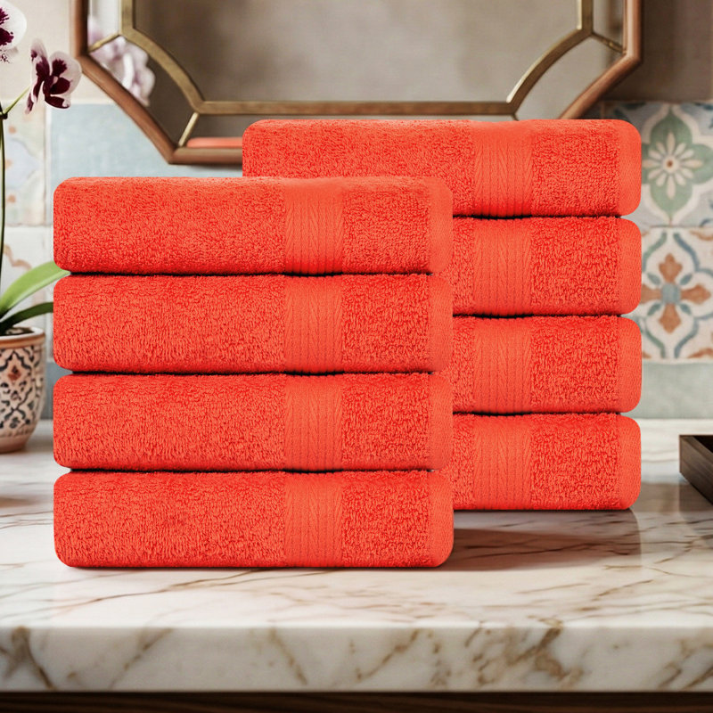 Hand Towel 100% Cotton Absorbent and Quick Drying , Red