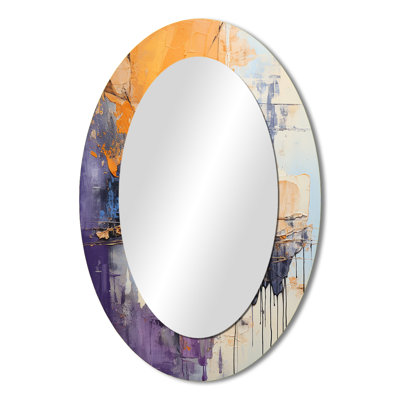 Collage Impressions V - Yellow Modern Oval Wall Mirror