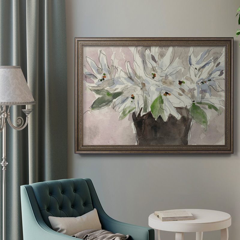 Magnolia Watercolor Study I - Single Picture Frame Print on Canvas, 18" H x 27" W
