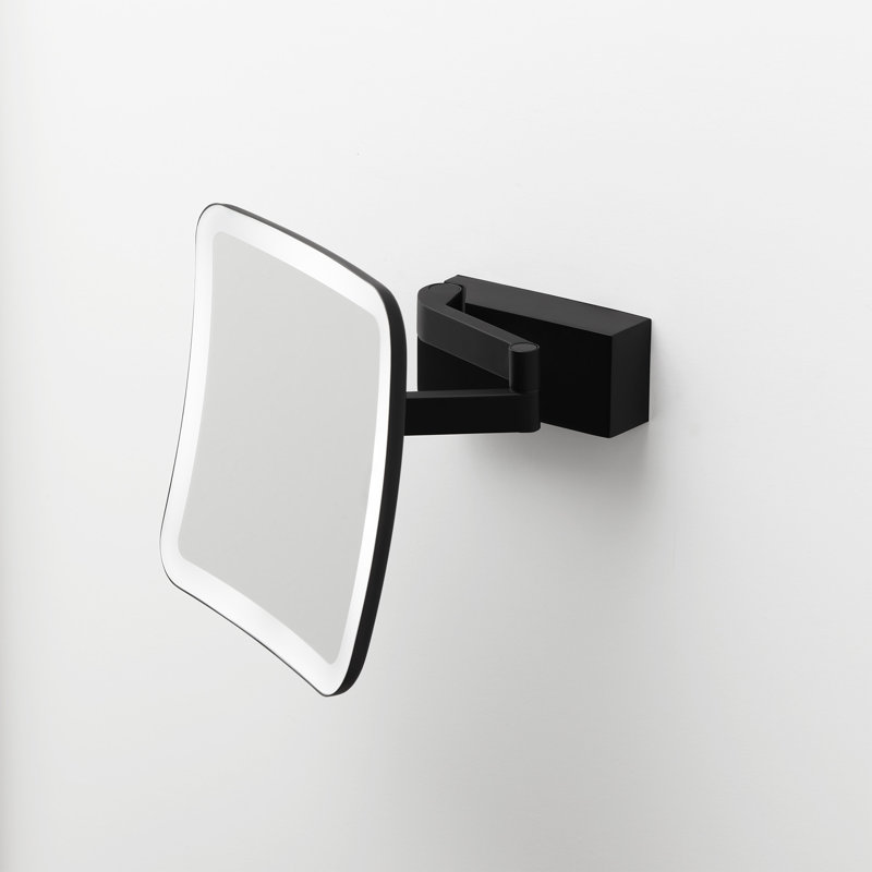 Spiegel Square Metal Lighted Wall Mirror, Matte Black