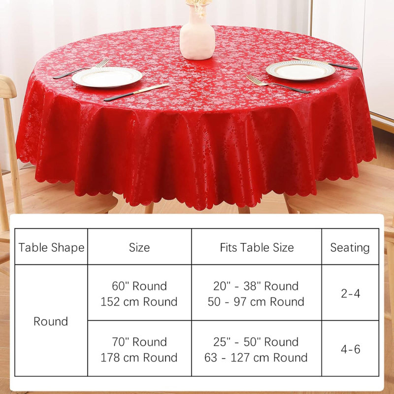 Round Table Cloth, Waterproof Heavy Duty Vinyl Tablecloths, Wipeable Washable Table Cover For Kitchen And Dining Room ,70" X 70"