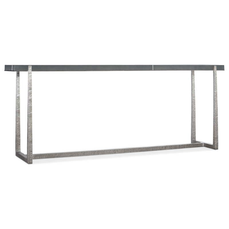 Gray Pewter Metal and Faux Shagreen Console Table