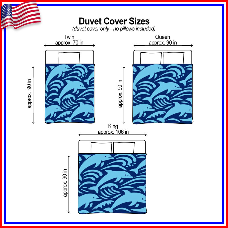 Housses de couette Blue Dolphins Waves, King