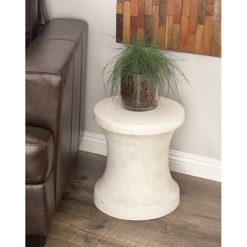 Hisle Ceramic Accent Stool, Off-White