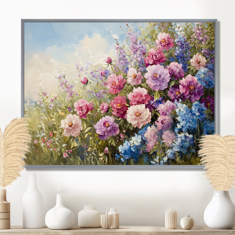 Jacobie - Floral Oversized Canvas Prints, Argent argent, H 12 po x l 20 po, Impression encadrée flottante