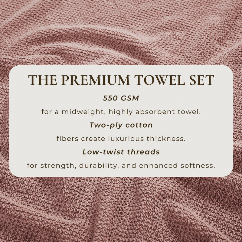 Desert Rose Cotton 6-Piece Textured Towel Set