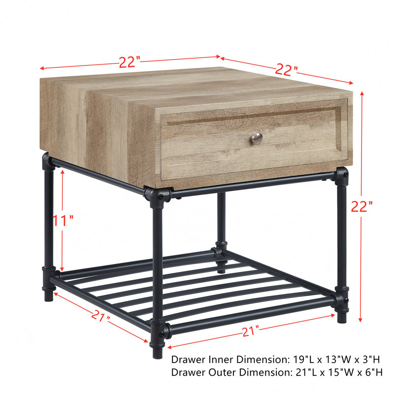 Jeroen Marble Top End Table with Storage