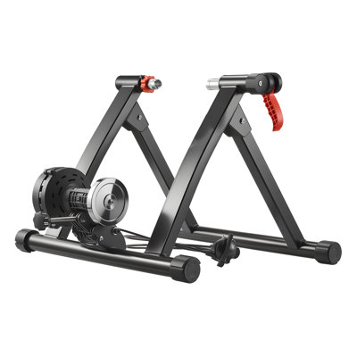 Bike Trainer, 6 Level Resistance, 26-29 in & 700C Wheels, Foldable Magnetic Bicycle Stationary Stand for Indoor Exercise Riding with Quick Release Skewer & Front Wheel Riser Block for Road Bikes