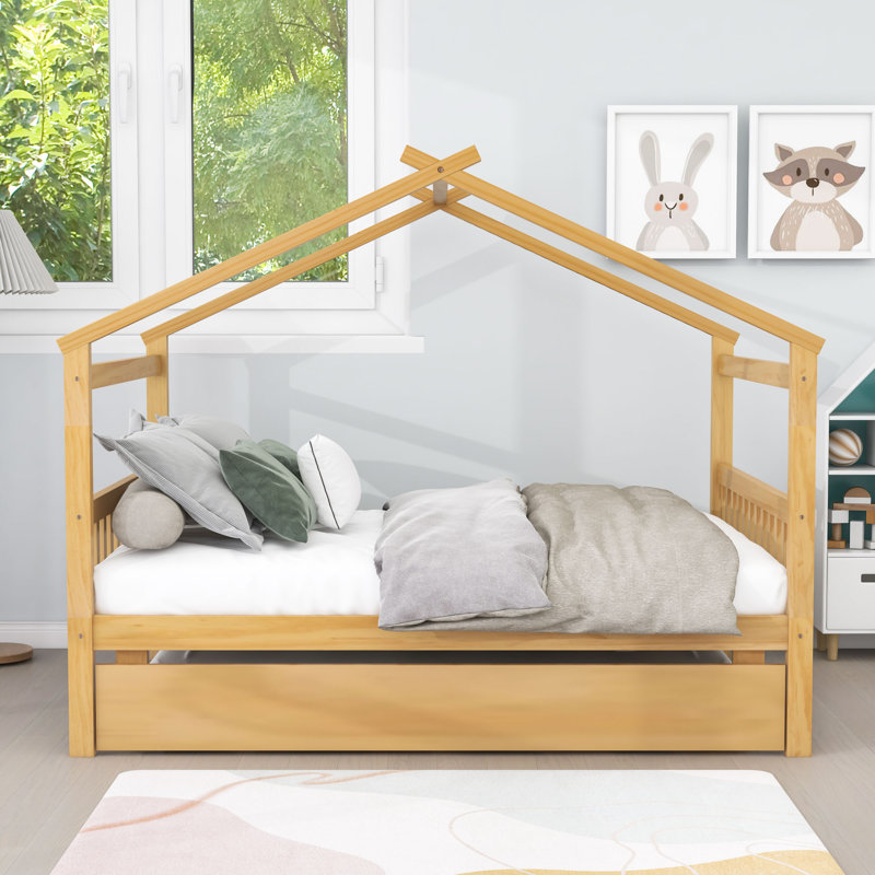 Patchin Wood Daybed with Trundle and Slats, Full, Natural
