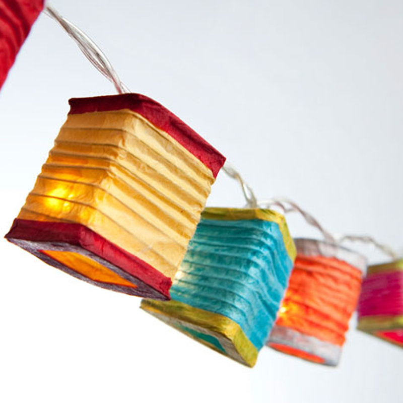 Bixton LED Handmade Paper String Light, Rainbow