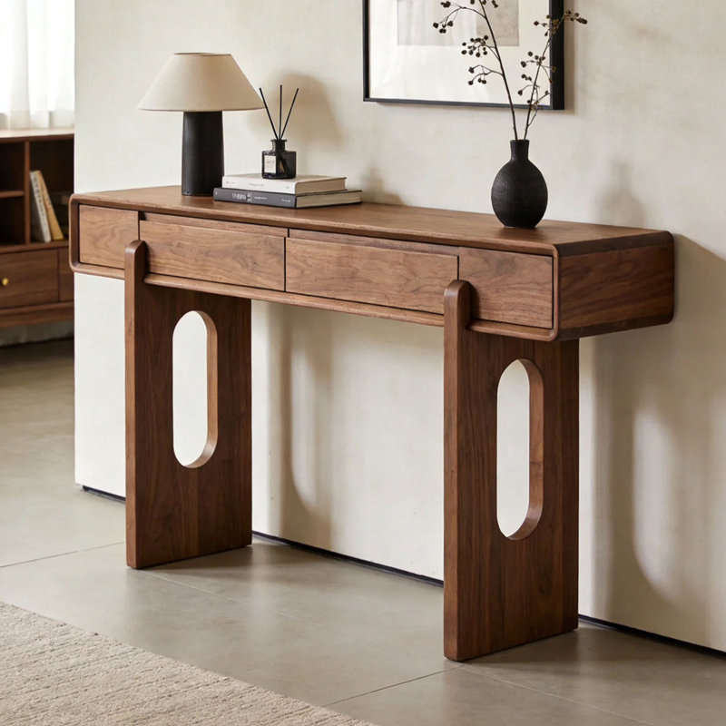 Console brun simple de style nordique, H 35,4 po x l 47,2 po x P 15,7 po