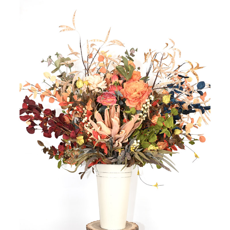 Arrangement floral de pivoines artificielles 40 po dans un pot en métal