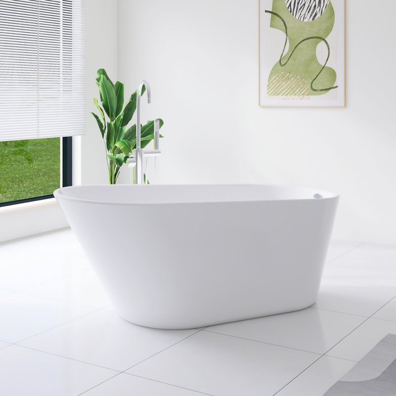 61'' Acrylic Freestanding Soaking Bathtub In Glossy White