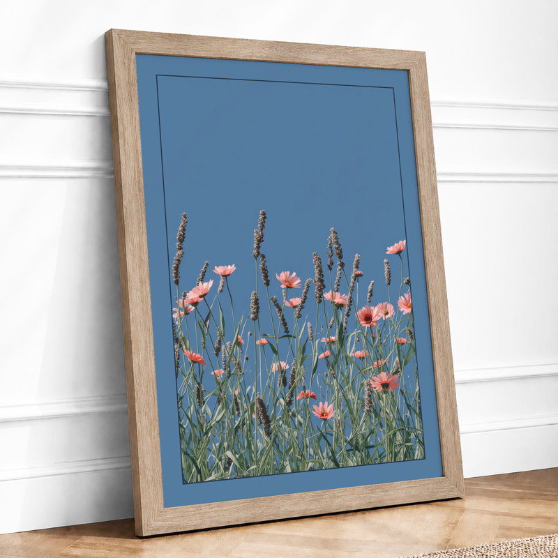 Carnations Against Sky Botanical - Print, Oak, A4 - 29.7 x 21.0 cm