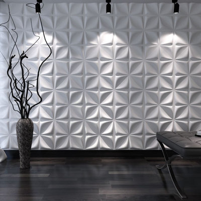 SyperPanel 1.6" x 19" Bamboo Wall Paneling in White