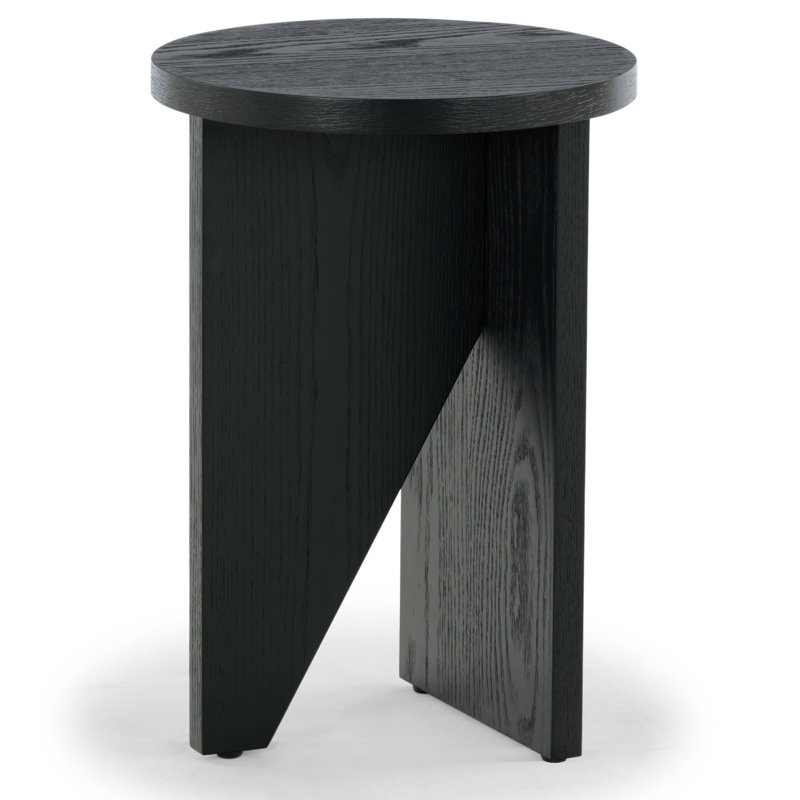 Lille 14" W Round Abstract Accent Table , Black