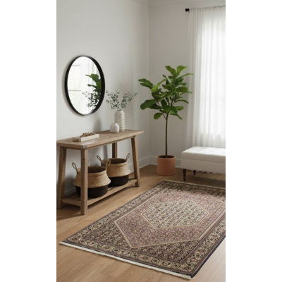 One-of-a-Kind Rectangle 3'9" X 5'9" 1980s Wool Area Rug in Red/Cream