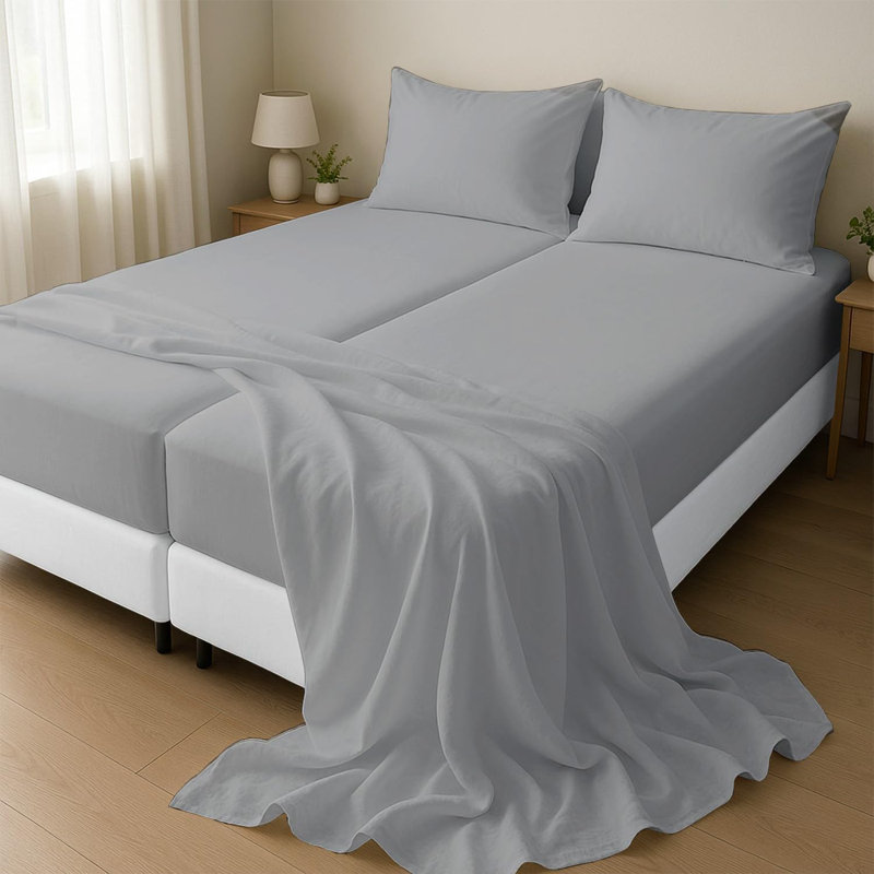 Split California King Sheets for Adjustable Beds 100% Egyptian Cotton 1000 Thread Count Sheets - 5Pcs Split California King Sheet Set 18" Inch Deep Pocket - Silver Solid