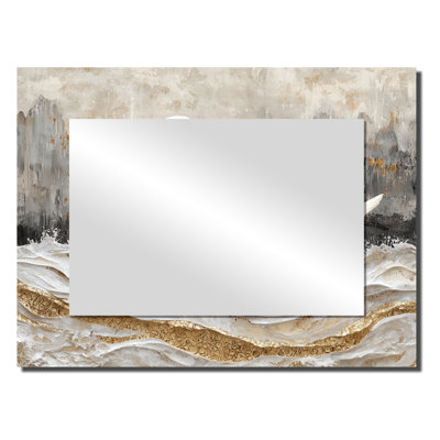 Marble Dance Of The Swan II - Swans Animal Decorative Mirror Wall Art - Printed On Metal