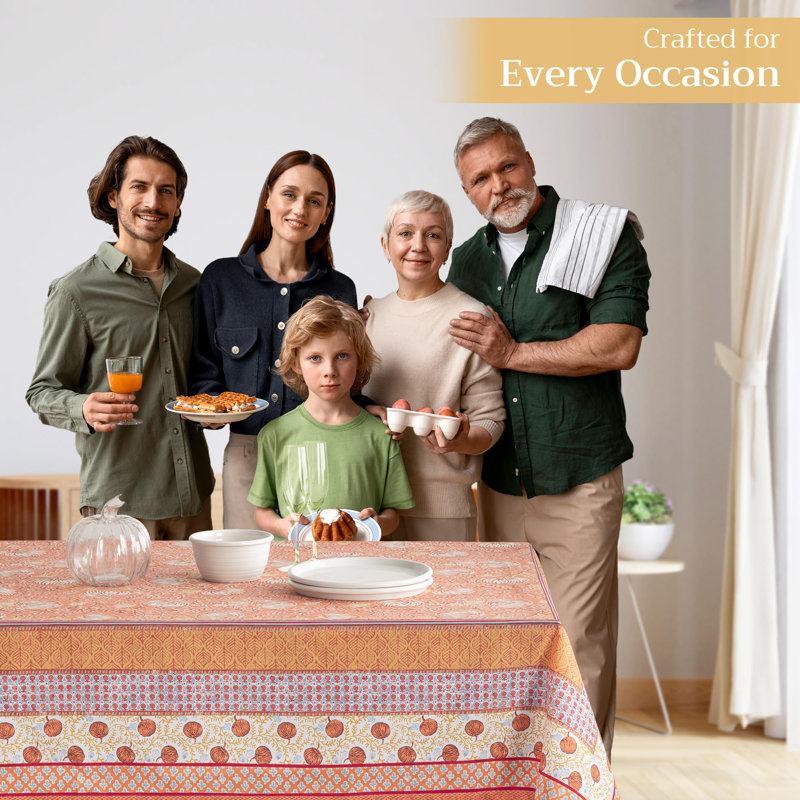 Maison d' Hermine Table Cloth Rectangle Table 100% Cotton 70 x 90 Inches Fall Tablecloth Reusable Everyday Use for Thanksgiving Christmas Decorations Dining Farmhouse Party (Harvest Festival)