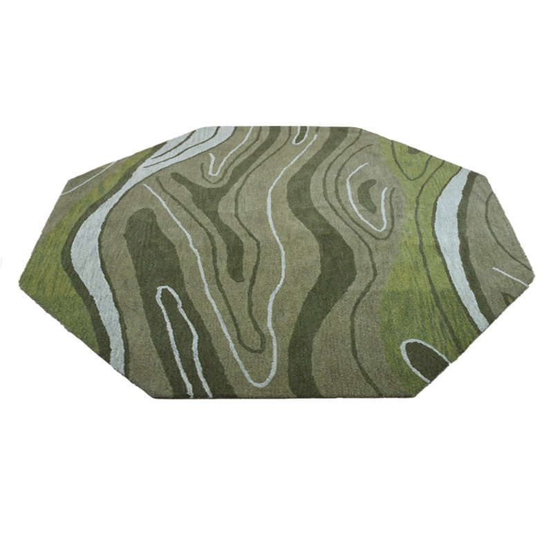 Dalvey HAND TUFTED WOOL ECO-FRIENDLY AREA RUGS - Octagon | Green Color | Abstract Design | Area rugs for living room, bedroom