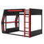 Lit mezzanine double avec bureau et lumière DEL, lit superposé de jeu avec tablettes de rangement-2142400417