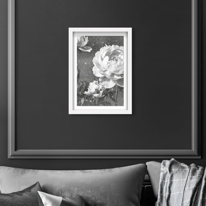Still Peony Print by Oliver Gal, 16.5" H x 11.5" W, White Shadowbox