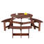 Table de pique-nique d'extérieur pour 6 personnes - 3 bancs encastrés, trou de parasol, banc de salle à manger brun, meubles imperméables