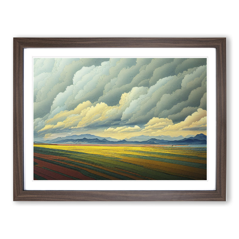 Clouds over a Meadow - Framed Print, 34cm H x 46cm W x 2cm D, Walnut