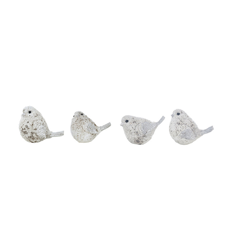 Ensemble de 4 oiseaux neige scintillants