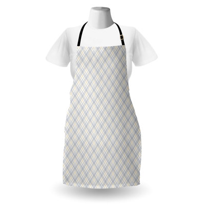 East Urban Home Classical Apron Unisex Plaid Simplistic Pattern Adult Size Pale Purpleblue Beige