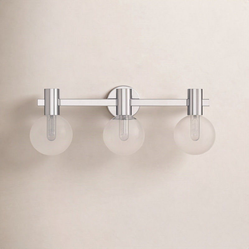  Éclairage pour meuble-lavabo de salle de bain 3 lumières Wright en chrome, Chrome