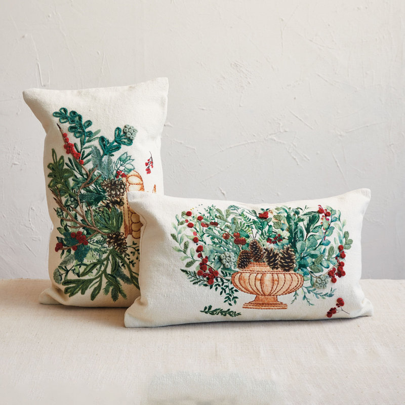 Cotton Lumbar Rectangular Pillow Cover & Insert