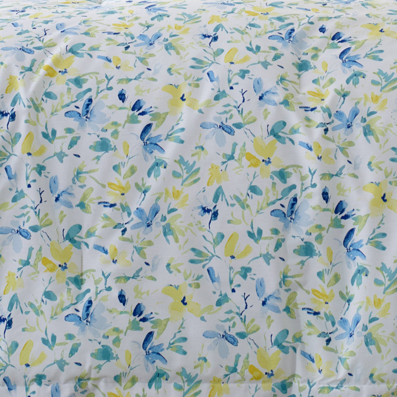 Nora Blue Floral Reversible Cotton Comforter & Sham Set