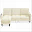 Canapé modulaire en L à 3 places avec méridienne de rangement pour appartement / studio / salon | Blanc cassé | Chenille