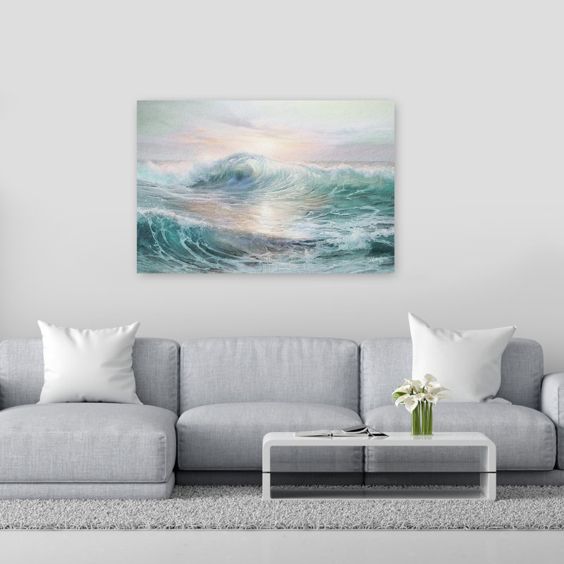 «Majestic Waves I», art mural moderne abstrait sur la côte tranquille, H 40 po x l 60 po